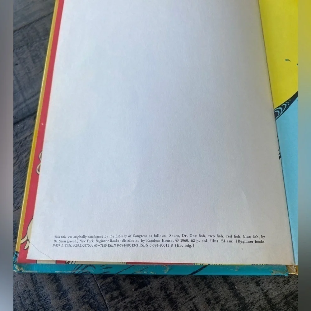 Dr. Seuss One Fish Two Fish Red Fish Blue Beginner Books Edition